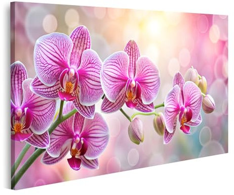 islandburner Bild auf Leinwand Rosa Orchideen Flecken Streifen Bilder Wandbilder Poster