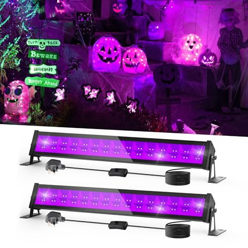 NATPOW 36W UV Lights Bar, UV Black Lights for Parties, 400 nm- 405 nm LED UV Stage Light, IP66 Waterproof UV Blacklight Party Decoration Lighting for Fluorescent Party,Halloween,Christmas(2 Pack)