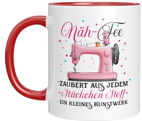 Tasse mit Spruch | Näh-Fee - Zaubert aus jedem Stückchen Stoff ein kleines Kunstwerk | Geschenkidee für Nähliebhaber | Kaffeebecher 330 ml