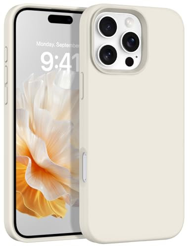 DUEDUE Liquid Silicone Case for iPhone 16 Pro Max 6.9, Magnetic Case Compatible with Magsafe, Military-Grade Full-Body Shockproof Protection, Soft Liquid Silicone Cover with Microfiber Lining, Beige