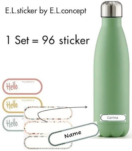 96 pegatinas impermeables para nombre, laminadas y personalizadas, autoadhesivas y resistentes a las manchas, nombres en botellas, fiambreras, etiquetas universales para niños, escuela, guardería
