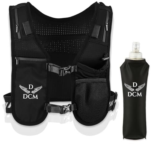 Adjustable Unisex Running Vest – Lightweight Hydration Vest with 1.5L Back Bladder Pocket – 500ml Water Bottle Included – Bottle Pocket, Zipper Storage, Phone Holder – Durable Backpack Alternative