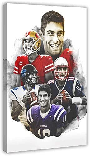 JINLIMAO Foto Auf Leinwand 60 * 80CM Senza Cornice Giocatore di calcio Jimmy Garoppolo San Francisco 49ers Sports Poster 3 Poster Wall Art Decor