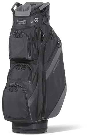 Datrek DG Lite III Golf Cart Bag, 14 Way Top with Full Length Individual Dividers, Rubberized Putter Well, Insulated Cooler Pocket, 7 Zippered Pockets, Black/Charcoal