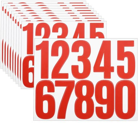 sourcing map 10 Sheets Vinyl House Numbers, 3 Inch Waterproof Self-Adhesive Number Stickers for Mailbox, Sign, Window, Door, Address Number, Red