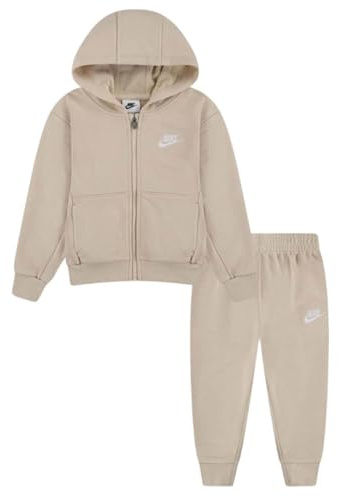 Nike Hoodie & Hose - Set mit Kapuze, Reißverschluss & Logo - Hose mit elastischem Bund & Rippbündchen - Regular Fit Beige 6-7 Jahre