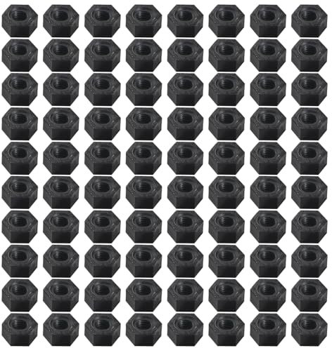 Lyeteung 80 Piezas M5 Tuercas Hexagonales Plástico, Tuerca Hexagonal de Nailon, Tuerca Hexagonal de Nailon de Rosca Gruesa Métrica, Negro