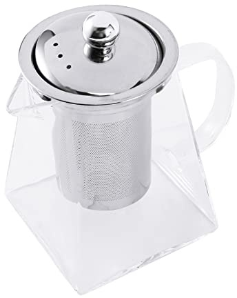 Phyachelo Teiera Quadrata nel Vetro con Infusore, Teiera nel Borosilicato da 550 Ml con Filtro, Teiere Un Foglia Trasparente per tè Sfuso