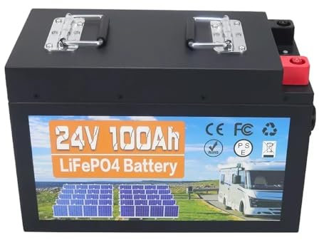 LiFePO4 24V 100Ah Lithium Batterie Max. 2560W Leistung und Max. 15000 Zyklen, 10 Jahre Lebensdauer, Ideal Ersatz AGM-Batterie, Perfekt für Wohnmobil, Marine, Solaranlage, Off-Grid