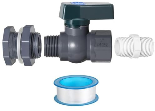TopHomer Regentonne Ablassventil Kit, 1 Zoll Regenfass-Zapfensatz mit Schottanschluss und Gewindeabdichtung Regenfass-Zapfen-Adapter für Garten Aquarium (B)