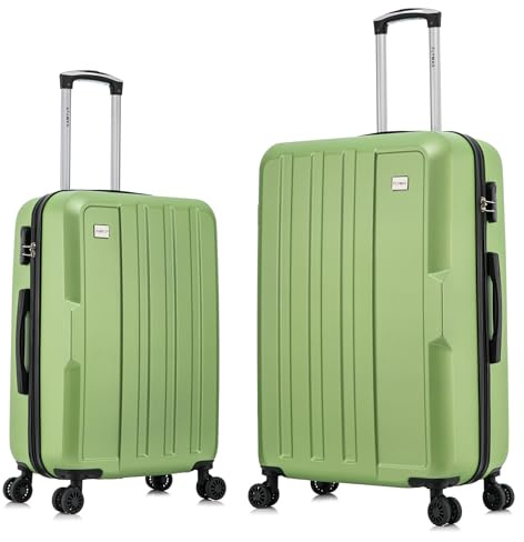 FLYMAX Large Suitcase + Medium Suitcase Set 2pcs Luggage Set Hard Shell Luggage 4 Wheel Lightweight Luggage with 3 Digit Combination Lock Set of 2 Travel Case