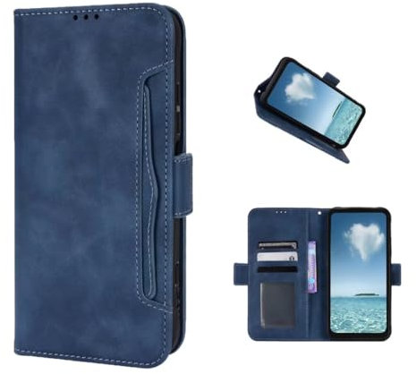 COQUE Hülle für Asus ROG Phone 9 Pro Handy, Magnetische Seitentasche mit Mehreren Steckplätzen für Geschäftskarten, Asus ROG Phone 9 Pro Schutzhülle-Blau