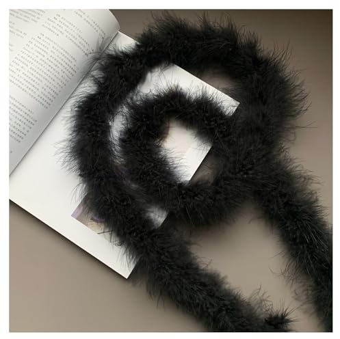 ThaiRoot Flauschige Federboa 2 Meter Schwarz Federstola Federschal Plüsch Marabu Boa Feder Girlande Truthahnfedern Dekoband Plüschband Federstreifen für DIY Kostümzubehör Heimdekoration1981424031