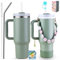 Sanilinwild 40 oz Tumbler Insulated Mug w/Straw & Flip Cap Lids - Cup Holder Bottle with 6 Accessories Set for Hot, Cold Drink - Leak-Proof - Water, Coffee Portable Travel Mug (Agave)