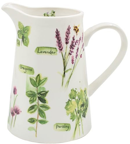 The Leonardo Collection Herb Garden Jug Jennifer Rose Gallery for Home & Office | Stylish Cream & Milk Jug for Multiple Use in Kitchen | Ideal Ceramic or Glass Jug for Cream, Gravy & Home Décor