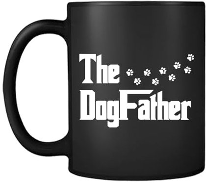The Dogfather, Funny Dog Dad Gift, Perfect for Dog Lovers & Pet Owners, Black Satin Cup/Mug.