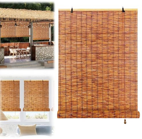 BZCKBZ Bambusrollo Für Außenbereich Lichtfilter Schilf Vorhang 40x90cm 85x140cm 120x200cm 140x250cm 165x300cm Für Draußen/Innen/Dekorativ Bambus Rollo