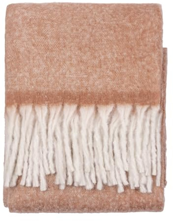 furn. Cozy Throw – Soft Textured Woven Blanket with Tassels (Rust - 140x180cm)