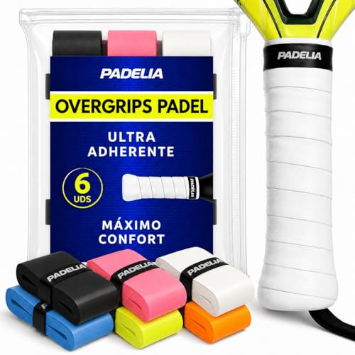 Grip Padel Ultra Adherente Overgrips Antideslizantes Absorbentes al Sudor | Máximo Agarre en Empuñadura Pala Grips Resistentes para Mango de Raqueta Cinta Accesorios - Pack 6 Overgrip en varios colores