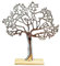 Arbre de vie moderne - Sculpture d'arbre de vie en métal argenté de 42 cm sur support en bois - Centre de table décoratif pour salon, bureau, entrée - Cadeau de décoration d'intérieur