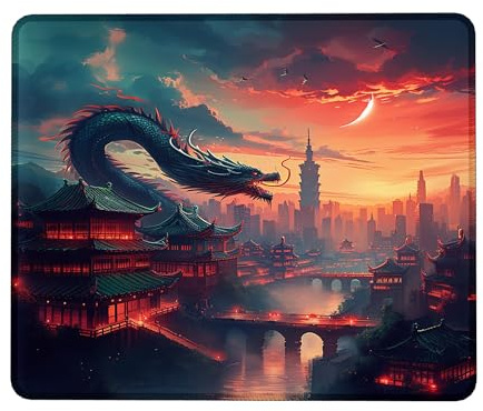 Spritzwassergeschützt Tischunterlage, Drachen Chinoiserie Chinesisch Mauspads Langlebige Schreibtischunterlage für Computer Laptops Tastatur