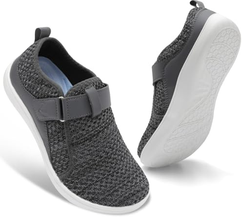 JIASUQI Wide Barefoot Shoes Womens Adjustable Walking Shoes Breathable Diabetic Shoes for Swollen Edema Feet Zero Drop Nursing Shoe Wide Width Sneakers