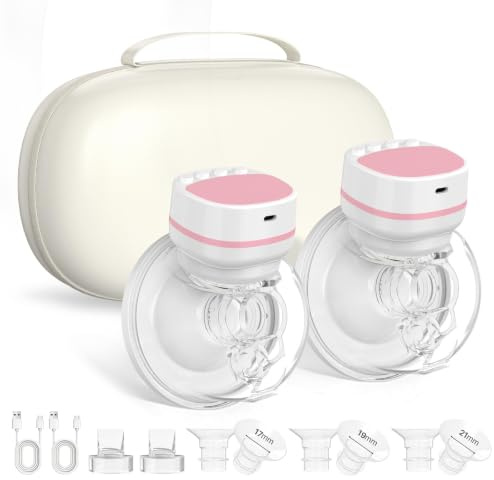 Wearable Double Electric in-Bra Breast Pump, Quiet & Hands-Free Rechargeable, Pain-Free Portable 9 Speeds 3 Modes & Strong Suction Power, Painless, Timer and Memory Function