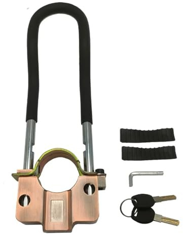Candado Moto Disco Cerradura de Horquilla Delantera antirrobo de Seguridad para Motocicleta de aleación de Aluminio, Cerradura Fija con Amortiguador para Hombre(6203 Bronze)
