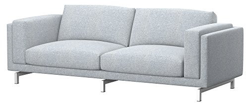 Soferia Kompatible Ersatzbezug fur NOCKEBY 3er-Sofa, Stoff Naturel Light Grey (FLECKENBESTÄNDIG), Grau