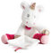 BABY NAT' - Peluche Licorne avec Doudou Mouchoir - 30 cm - Blanc/Rose - Cadeau Naissance Fille - Licorne Arc en Ciel - BN0321