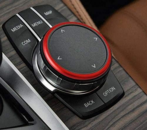 Demillo 1 Stück Aluminiumring für BMW 1 2 3 4 5 6 7 Serie X3 X4 X5 X6 Mittelkonsole iDrive Multimedia Controller Knopf (rot)