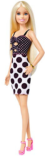 Barbie GHW50 - Fashionistas Puppe mit Langen blonden Haaren, Pünktchenkleid und Accessoires, Spielzeug ab 3 Jahren