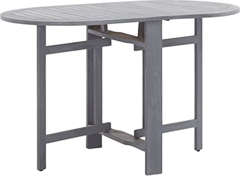 vidaXL Akazienholz Massiv Gartentisch Klappbar Terrassentisch Klapptisch Esstisch Holztisch Balkontisch Gartenmöbel Tisch Grau 120x70x74cm