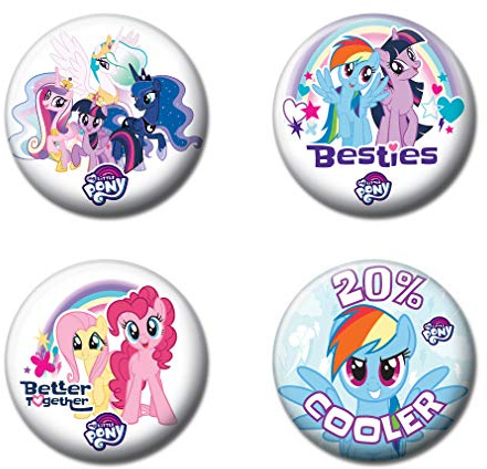 Ata-Boy My Little Pony Sortiment #1 Set mit 4 3,2 cm Sammelknöpfen, 4-Knopf-Sortiment Nr. 1, Einheitsgröße