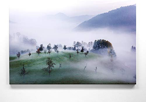 Wunderschönes Leinwandbild vom Schwarzwald, Waldpanorama 150x50cm – Ein einzigartiges Foto - Nebelfeld – als Wandbild. Eine schöne Wanddeko für Wohnzimmer & Schlafzimmer. Aufgespannt auf Holzrahmen