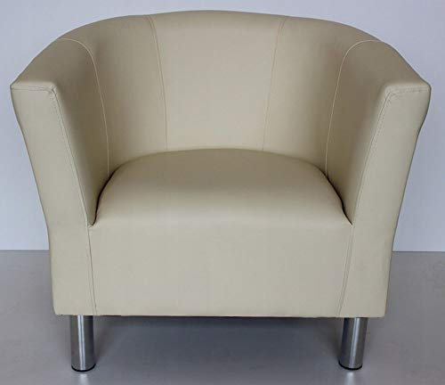 MartHome Club Trio Sessel, Polstersessel, Sitzsack, Hocker, Cocktailstuhl, Kunstleder, Wohnzimmer, Büro, Schlafzimmer, Wartezimmer (Beige)