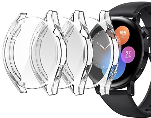 NEWZEROL 3 ​​Pièce Coque Compatible pour Huawei Watch GT 3 42mm, Couverture Complète de Protection Coque Souple de Pare-Chocs en TPU Anti-Rayures pour Huawei Watch GT 3 42mm - Transparent