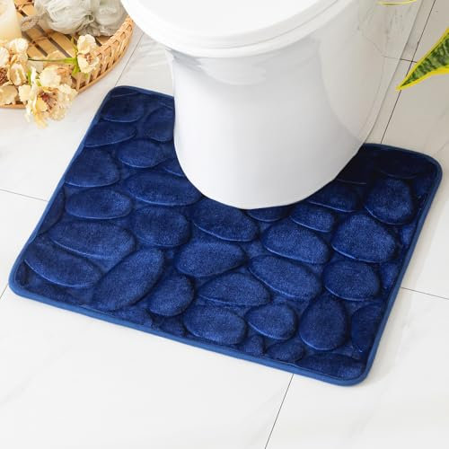 MIULEE WC Teppich Badematte Memoryschaum Badezimmerteppich rutschfeste Badteppich Wasserabsorbierend Badvorleger Schnelltrocknend Waschbar Duschvorleger für Toilette 50x40cm Blau