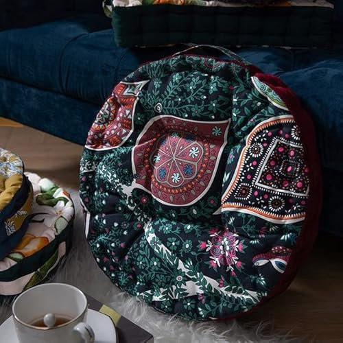 YAHUO Vintage Baumwolle Leinen Tatami Bodenkissen Sitzkissen Meditation Futon Griff Sofa Couch Pouf Stuhl Kissen rund quadratisch 40 * 40 cm