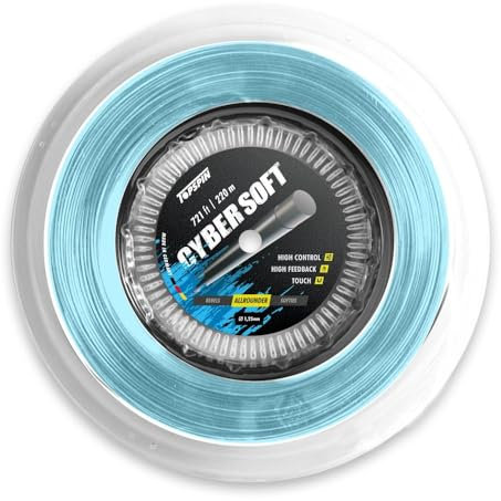 Topspin Tennissaite Cyber Soft - 220m 'Everybody´s Darling' Tennis-Saite für exzellente Kontrolle, Saitenstärke:1.25 mm