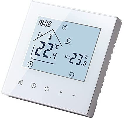 Termostato Digital para Habitaciones, Pantalla LED, regulador de Temperatura, programable semanalmente, para calefacción eléctrica por Suelo Radiante (Blanco,3 A)