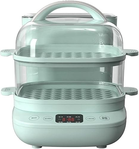 Vaporera eléctrica para Alimentos, Cesta apilable de Doble Capa Vegetal, vaporera Digital de Calentamiento rápido de 500W con Temporizador 6L