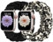 CeMiKa 2pack Adjustable Elastic Straps Compatible with Apple Watch Strap 38mm 40mm 41mm 42mm, Cute Printed Scrunchie Strap for iwatch Series 10 9 8 7 6 5 4 3 SE, Women Men, Black/Leopard