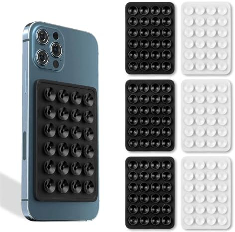 BCZR 6 Piezas Ventosa Movil, 8 * 5Cm Silicona Soporte Movil Coche Ventosa, Multipropósito Teléfono Succión Montaje para Automóvil Soporte para Energía Móvil(Negro,Blanco)