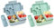 Bugucat Lunch Box 1300ML,2 Set Portapranzo Bento Box Contenitori 5+2 Scomparti,Pranzo Impilabile Schiscetta Pranzo da Ufficio,Porta Pranzo ermetico con Forchetta e Cucchiaio Microonde Sicuro,Blu,Verde