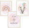 Mutzauber® 3er Set Poster Kinderzimmer A4 | Bilder Kinderzimmer | Deko Babyzimmer Jungen Mädchen | Bilder Bär Tiere Bilder Kinderzimmer ohne Rahmen (rosa, Elefant)