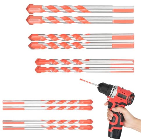Brocas Universales Profesionales 6/8/10/12 mm, 10 Piezas Brocas Multifuncionales, Brocas para Azulejos de Resistencia Industrial, para Metal, Madera, Hormigón, Mampostería, Azulejos, Plástico