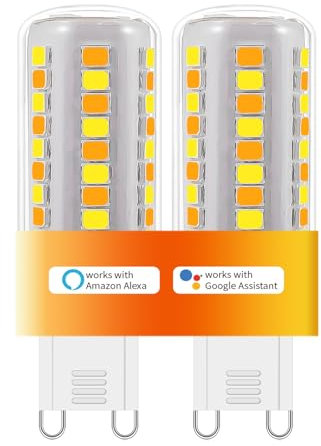 I-SHUNFA G9 Ampoules LED Dimmable Smart WiFi, Compatible Avec Alexa/Google Home,AC 220V Variable en Continu,2700K-6500K,Luminosité Réglable de 1% à 100%, 0.4-4W,40LM-400LM,Fonction Minuterie,Pack de 2