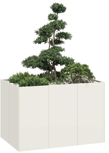 Myheimly Pflanzgefäß,Pflanzschale, Garten-Garten-Pflanzkübel, Outdoor-Pflanzgefäß, Hochbeet, Weiß 120x80x80 cm Stahl
