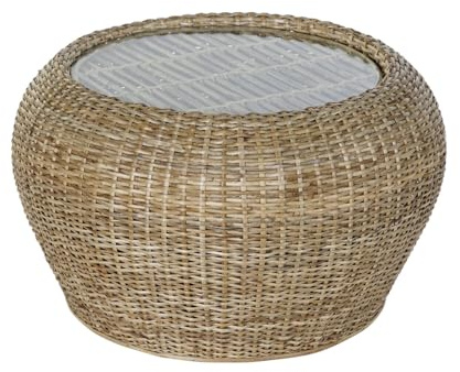 MESA CENTRO RATAN CRISTAL 82X82X48 NATURAL NATURAL